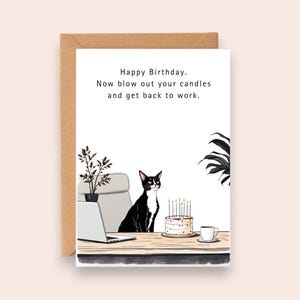 Verjaardagskaart collega sarcastische kaart Verjaardagskaart werknemer afdrukbare kaart voor baas Instant Download grappige kat kaart kattenliefhebber verjaardagskaart