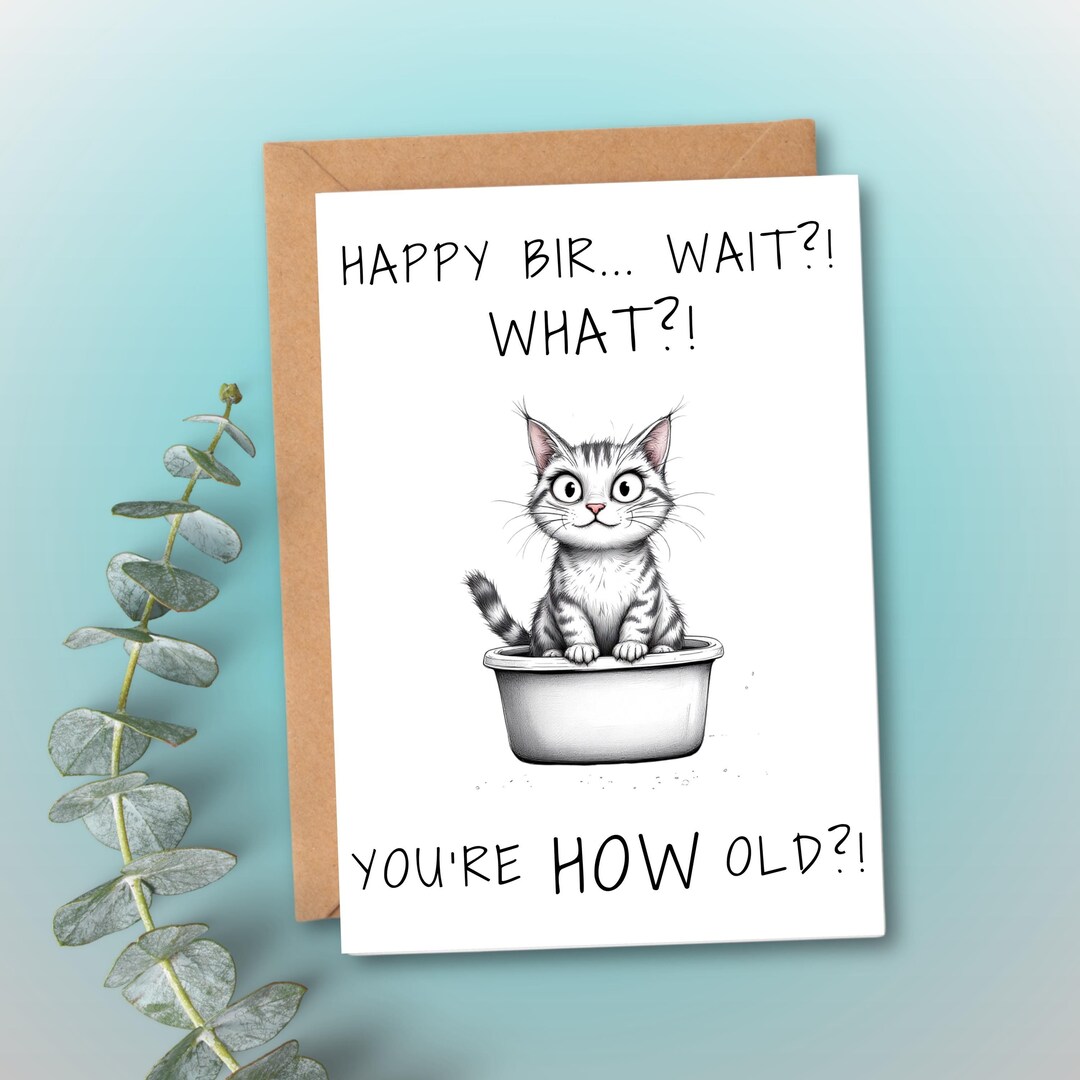 Funny Cat Birthday Card Printable Birthday Card Funny You #39 re Old Card