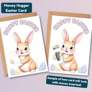 Porte-monnaie de Pâques, porte-monnaie lapin, carte imprimable pour cadeau de Pâques, téléchargement numérique instantané, création de cartes de Joyeuses Pâques DIY