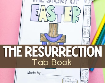 Easter Resurrection Story Activities Tab Book - Printable Crafts for Kids - Bible Lessons - Holy Week Fun - Christian Easter