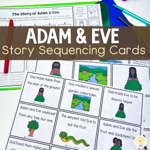 Adam en Eva verhaalreekskaarten - zondagsschoolactiviteit - afdrukbare christelijke thuisbijbel - Garden of Eden The Fall Bijbelles