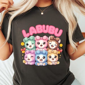 Labubu Shirt, Kawaii Cartoon Dolls T-Shirt, Cute Chibi Anime Graphic Tee, Colorful Labubu Characters Shirt, Gift for Boys, Kids, Fans