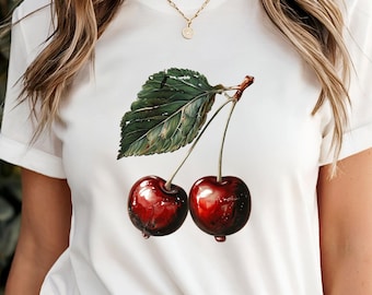 Vintage Cherry Shirt Retro Summer Tee Fruit TShirt Food Lover Gift Cherry Lover TShirt Foodie Apparel