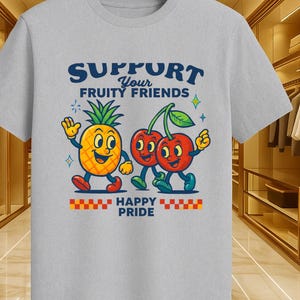 Fruity Friends LGBTQIA Pride T-Shirt – Comfort Colors® Gay Rights Rainbow Shirt, Pride Parade Tee, LGBTQ+ Support Lesbian Gay Pride Shirt