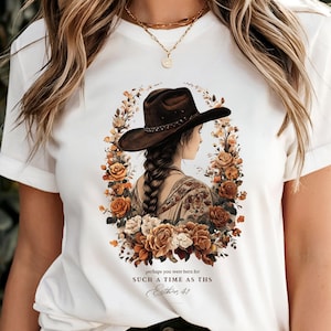 Vintage Cowgirl Christian Shirt Esther 4:14 Bible Verse Boho Western Tee Perhaps You Were Born For Such a Time as This