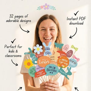 Printable Easter Photo Booth Props – Kids Party Decorations, Egg Hunt Signs (PDF Download)