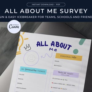 Getting to Know You Questionnaire Printable Favorite Things Team Building Get to Know Me Form All About Me Printable Worksheet Icebreaker