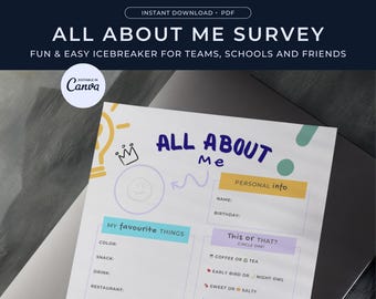 Getting to Know You Questionnaire Printable Favorite Things Team Building Get to Know Me Form All About Me Printable Worksheet Icebreaker