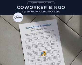 Coworker Bingo Printable Bingo Ice Breaker Game Office Bingo Team Building Office Party Game Digital Download Canva Editable Template