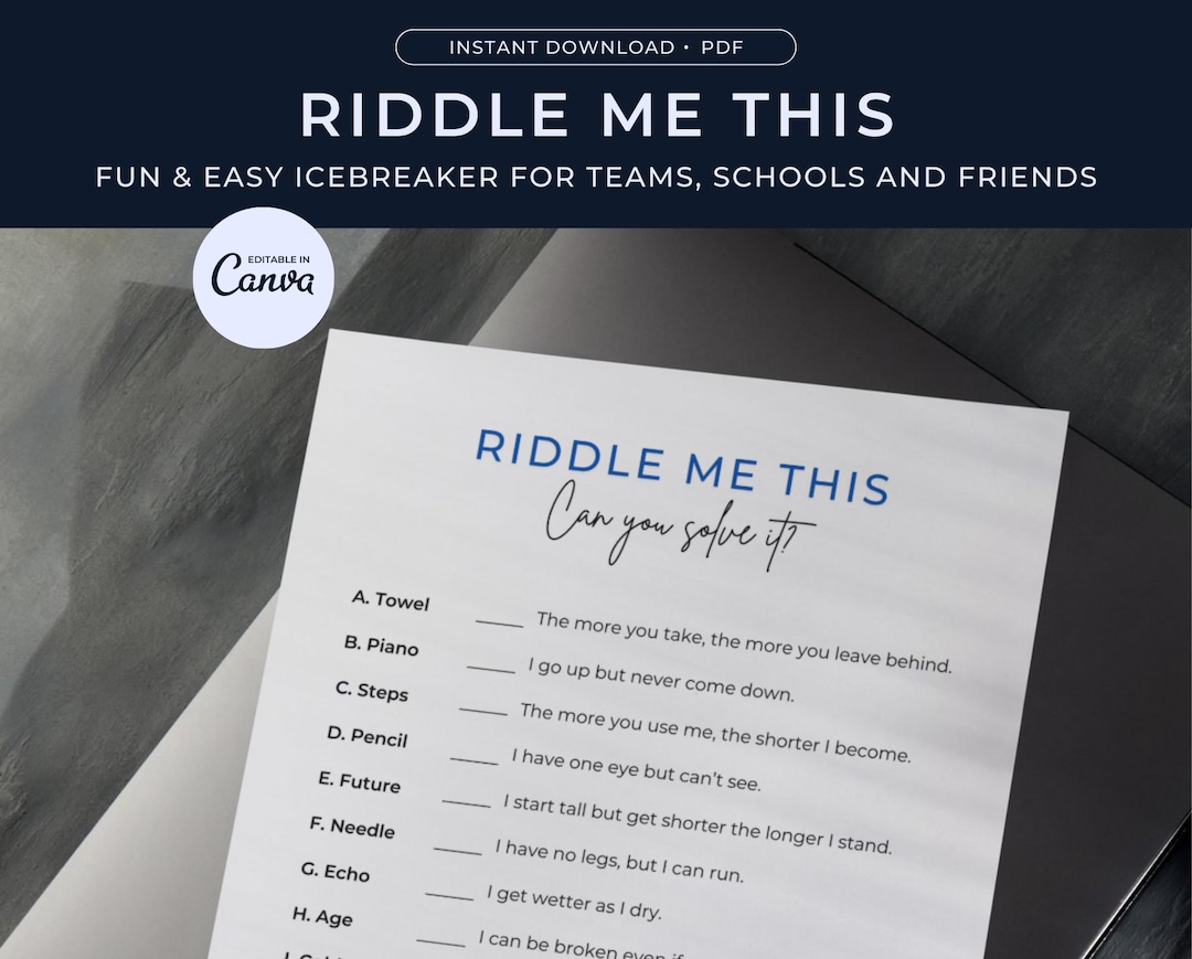 Riddle Me This Office Game, Team Building Icebreaker (PDF) - Etsy