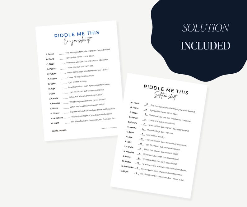 Riddle Me This Office Game, Team Building Icebreaker (PDF) - Etsy
