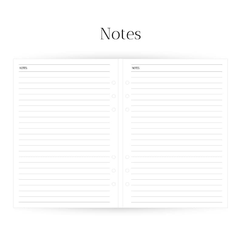 Agenda/planificador semanal/recargable de 6 anillas en piel vegana tamaño A5 con páginas semanales y mensuales sin fecha + bolígrafos y caja de regalo. imagen 7