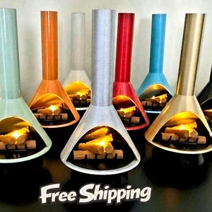 FREE SHIPPING !!! Miniature Mid-Century Modern-style LED Fireplace  Built in TImer Included