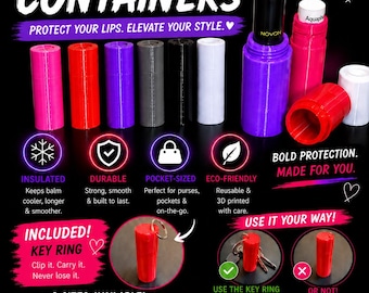Insulated Lip Balm Holder Keychain | Chapstick & Lipstick Protector Case | 3D Printed Lip Balm Container | Fits Most Lip Balms