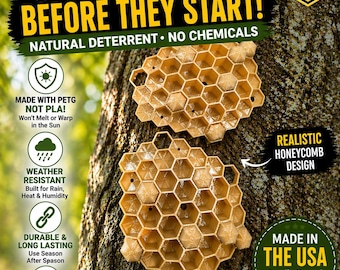 Wasp Deterrent Outdoor | Fake Wasp Nest Decoy | Hornet & Bee Deterrent | Made With Weather UV Resistant PETG l Patio Tree Protection