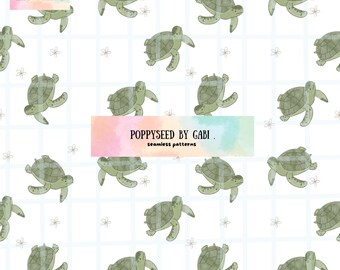 Floral turtles seamless pattern