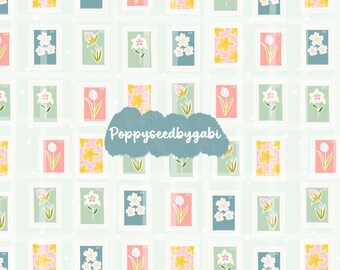Flower stamp seamless pattern.