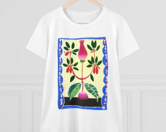 T-shirt - Radish Flowers - Women's Midweight Cotton Tee