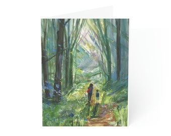 Spring Hike - Hunting for Ephemerals - Vertical Greeting Cards (Single or pack of 10)