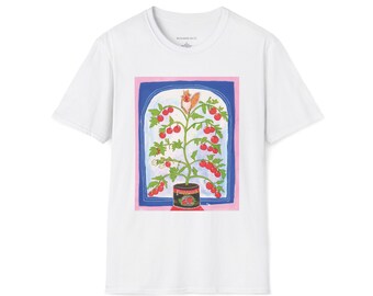 T-shirt unisex - Scoiattolo contro pomodori - design di arte popolare