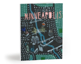 8pcs Minneapolis City Collage Greeting Cards