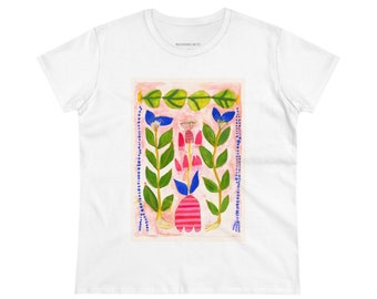 T-shirt - Topsy-Turvy Tulip - Women's Midweight Cotton Tee Multiple colors and sizes XS-3X