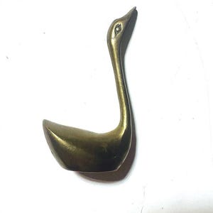 Vtg Solid Brass Swan Figurine India Mid Century skinny long neck Bird Decor