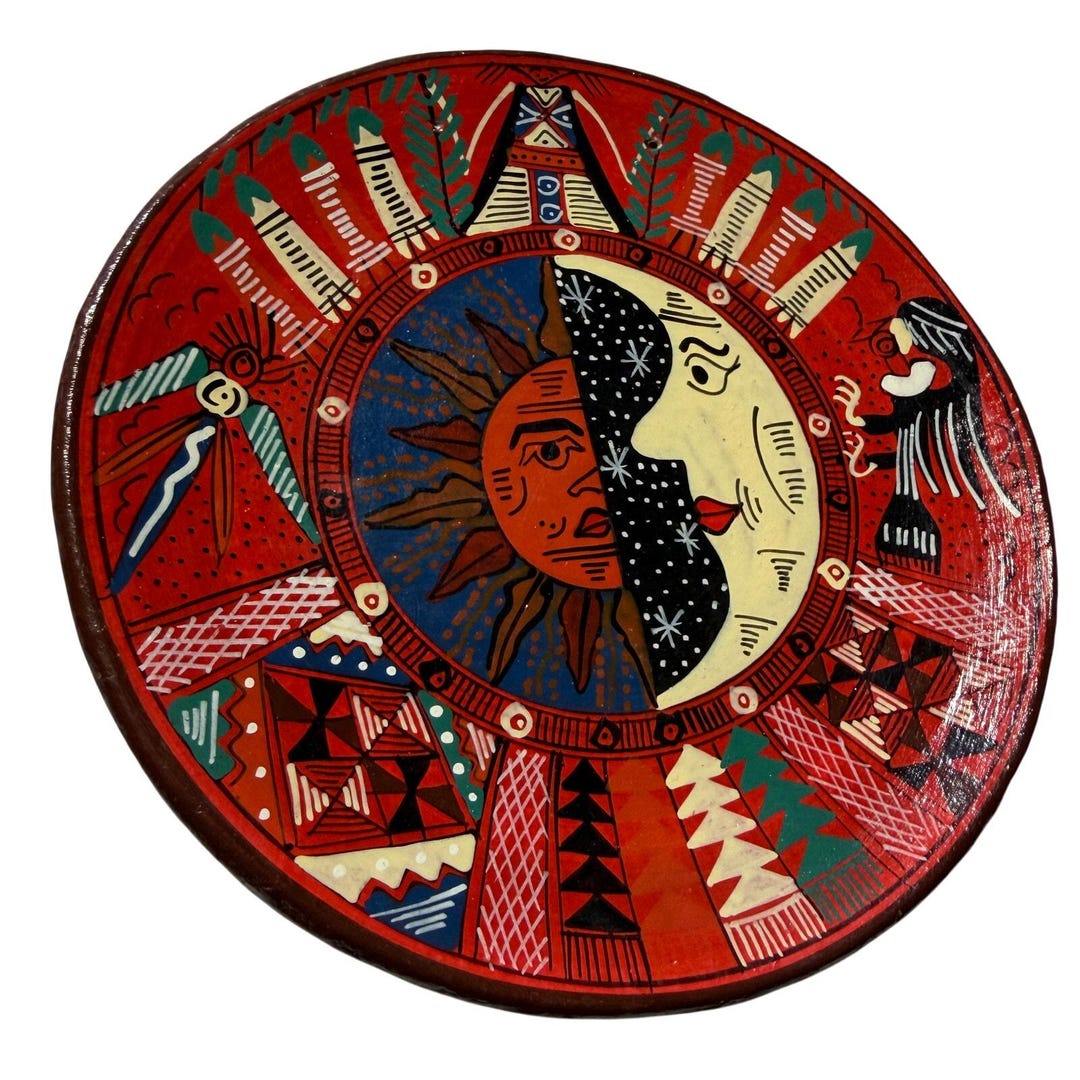 Peruvian Sun Hand Painted Peruvian Sun and Moon Folk Art Plate, Signed Raychi - Etsy
