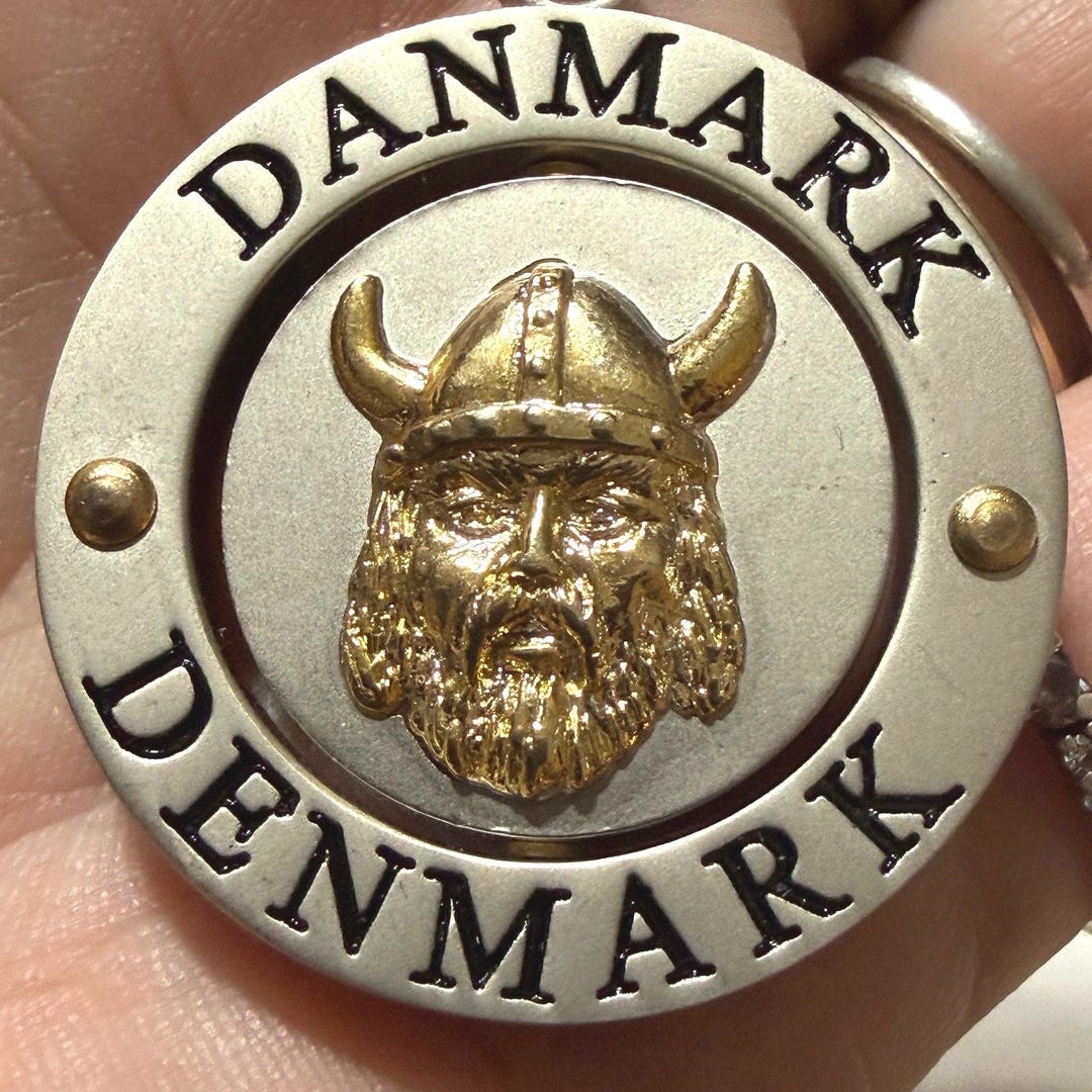 Vintage Denmark Viking Keychain Rotating Flip Charm Silver Gold Tone - Etsy
