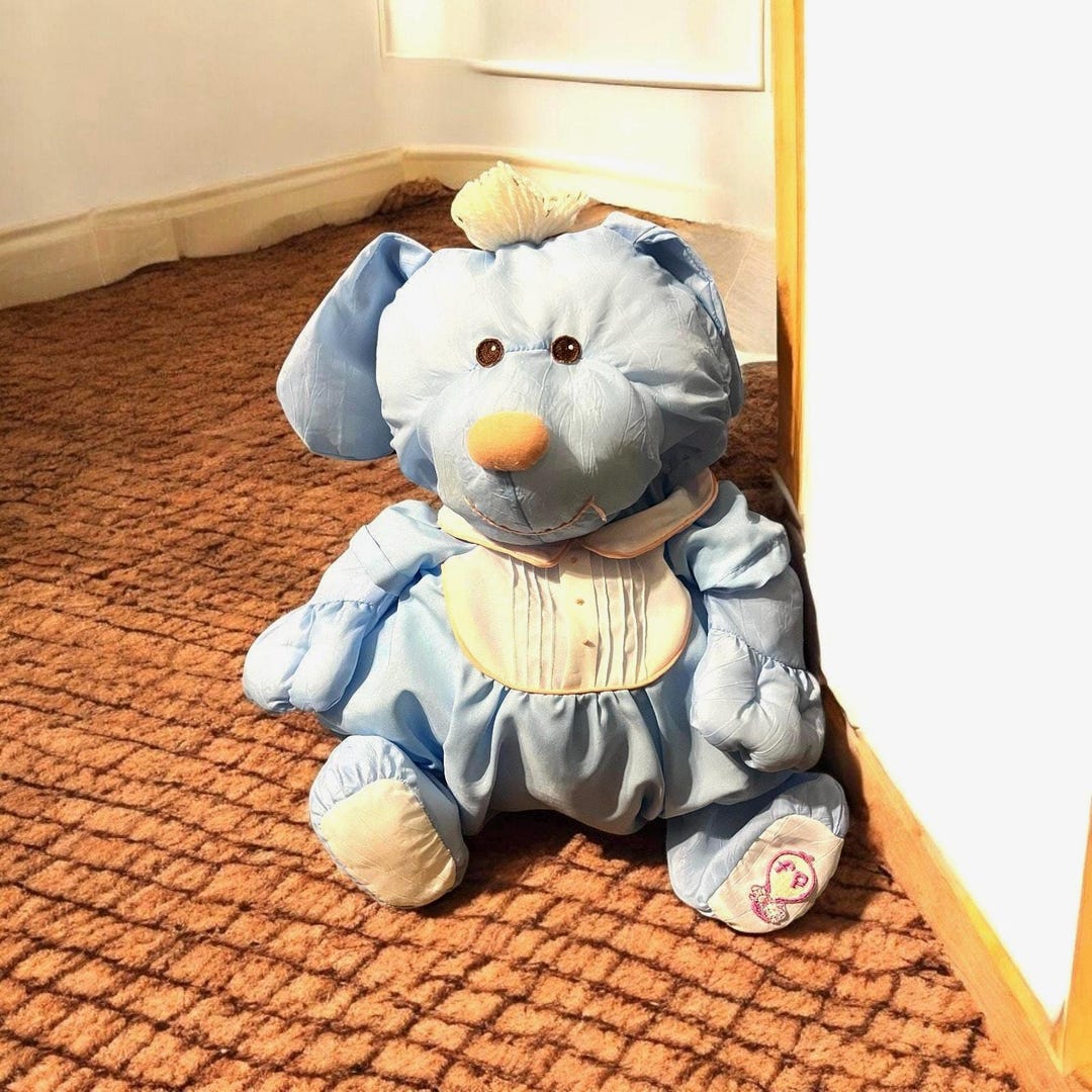 Fisher-price FP 8003 Blue Puppy Dog Vintage 1986 Plush PUFFALUMP