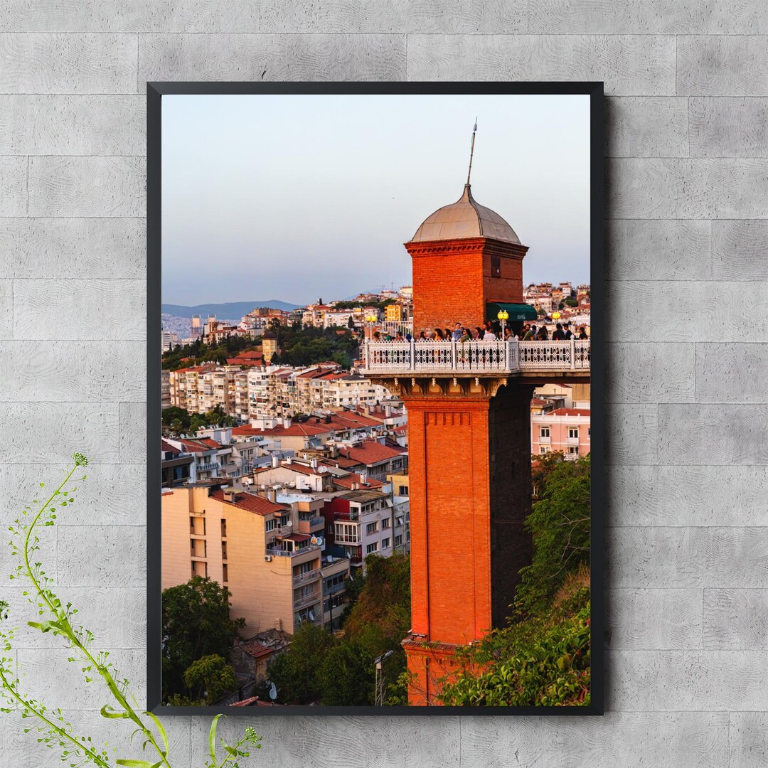 Izmir Asansör Wall Art – Historic Elevator Tower and Cityscape at ...