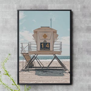 California Lifeguard Tower Wall Art – Coastal Beach Digital Download Photography Print