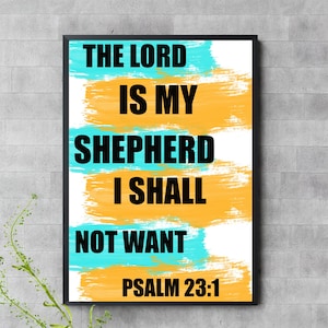 The Lord Is My Shepherd Wall Art – Psalm 23:1 Scripture Printable – Christian Bible Verse Digital Download