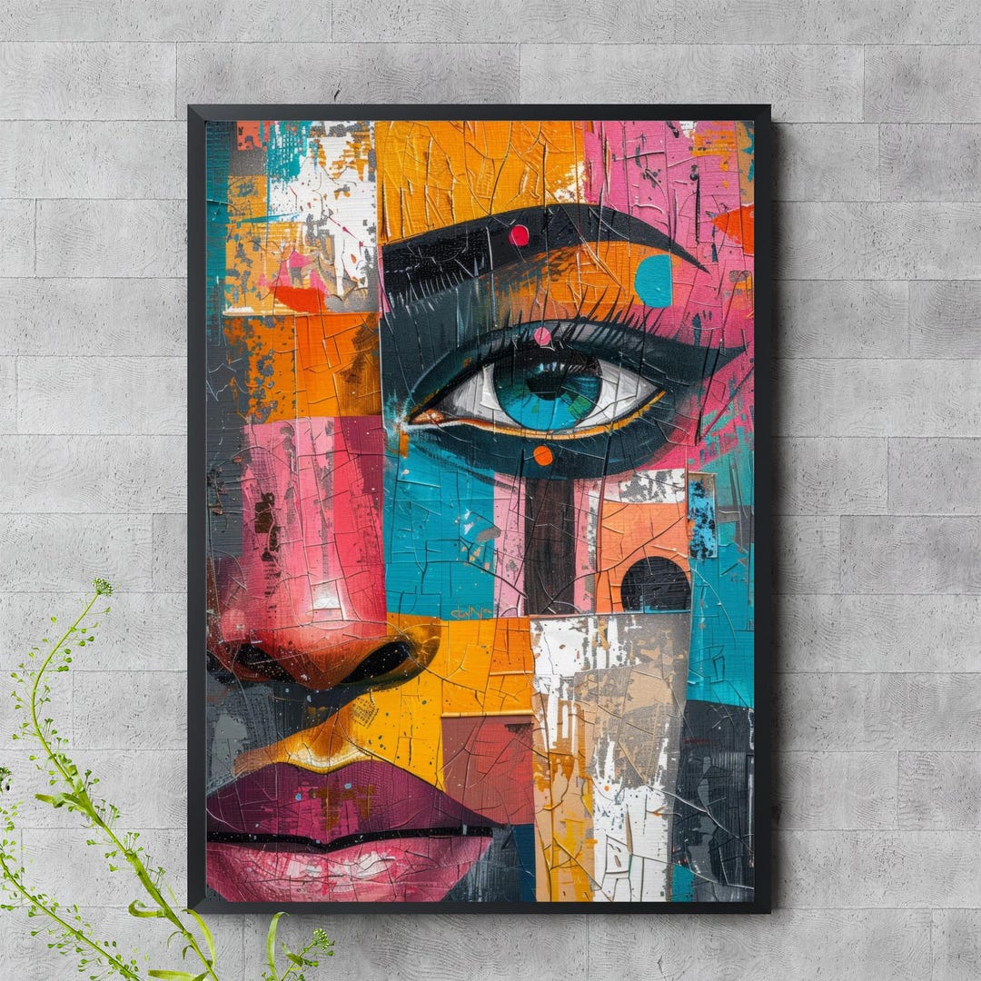 Abstract Face Wall Art – Colorful Woman Portrait With Blue Eye ...