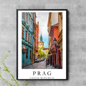 Prague Street View Poster – Czech Republic Cityscape Wall Art – Digital Download