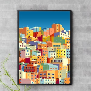 Guanajuato City Wall Art | Colorful Mexico Print | Digital Cityscape Poster | Vibrant Architecture Download