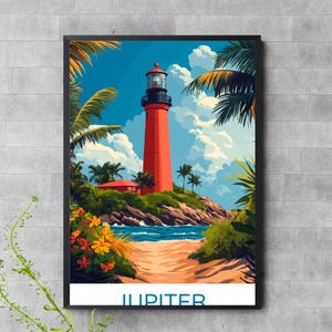 Jupiter Florida Lighthouse Print – Tropical Wall Art, Coastal Beach Poster, Digital Download