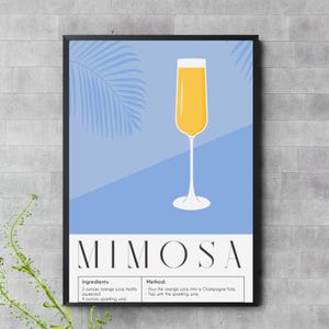 Mimosa Cocktail Print – Orange Juice & Sparkling Wine Brunch Art, Champagne Bar Digital Download