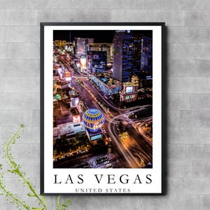 Las Vegas Strip Poster – Neon Lights Cityscape Art – Digital Download