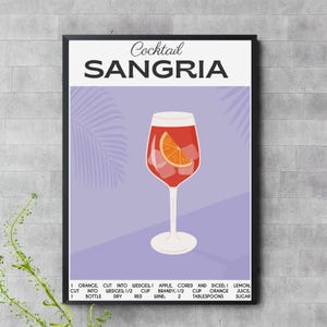 Colorful Sangria Cocktail Recipe Art – Spanish Drink Digital Print for Kitchen & Bar Decor