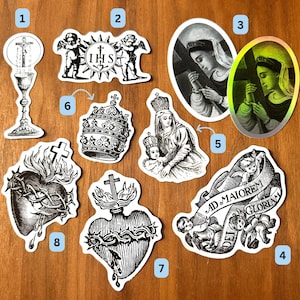 Catholic stickers - Latin mass decals, Christian, decal, Jesus stickers for Bible journaling, laptop, vintage religious catholic gift