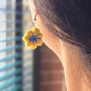 Crochet Earrings, Cherry Blossom, Handmade, Flower Earrings, Dangle Earrings, Crochet Jewelry, 100 % Cotton