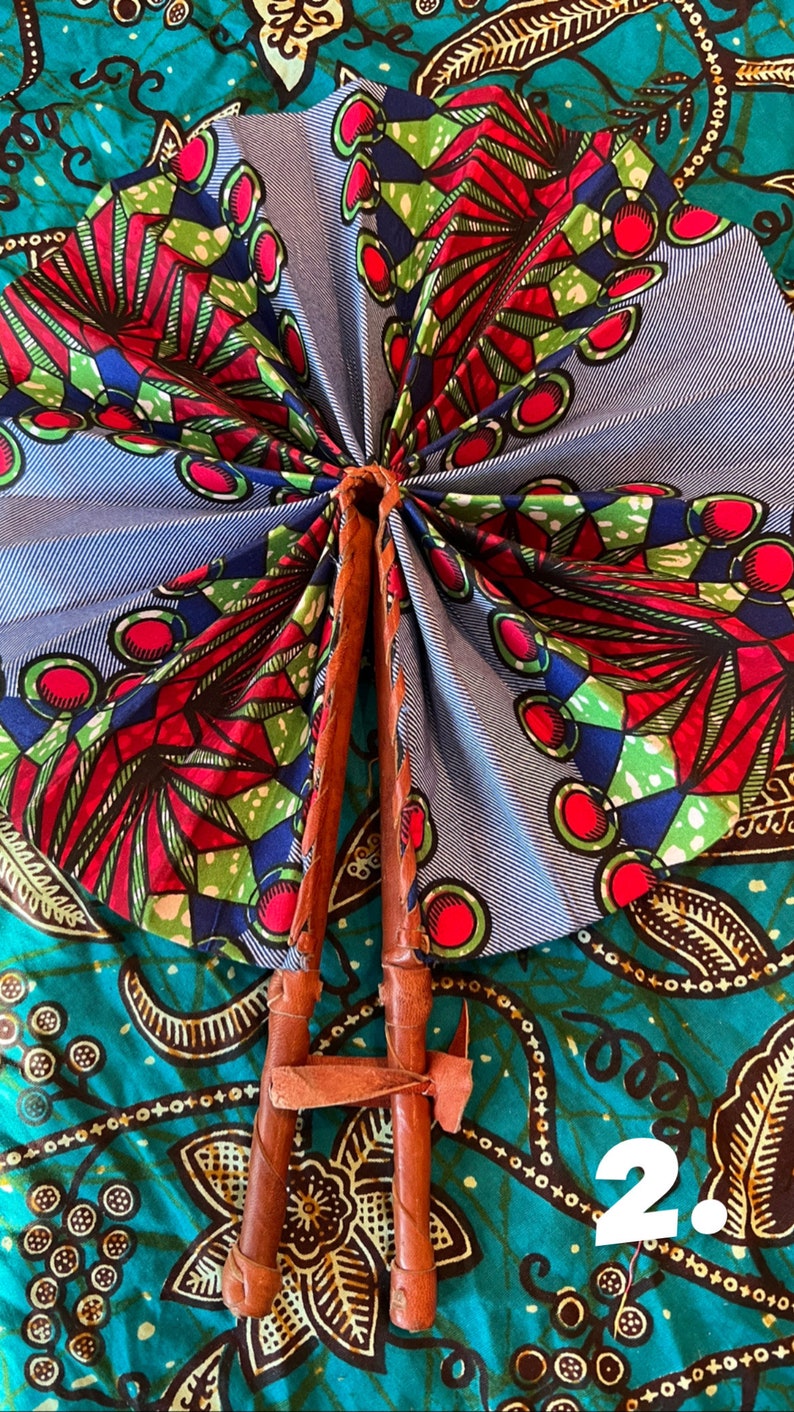 African Print Fan, Ankara Fan, Kente Fan, Folding Hand Fan, Hand Fan, Ghana Fan, Handmade Fan, Gifts for Her image 3