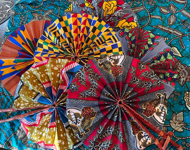 African Print Fan, Ankara Fan, Kente Fan, Folding Hand Fan, Hand Fan, Ghana Fan, Handmade Fan, Gifts for Her image 1