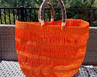 Bolga Basket, African Basket, Shopping Basket, Beach Bag, Tote Bag, Handmade Basket, Gifts for Her