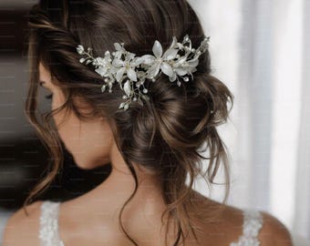 Crystal Lily Flower Wedding Hair Clip: Silver Bridal Accessory