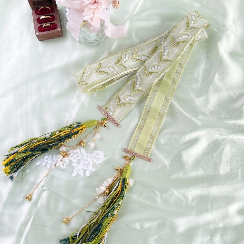 Forest Green Handfasting Cord, Enchanted Woodland Bridal Ribbon, Boho…