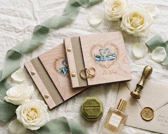 Personalized Swan Vow Books Set | Vow Journals | His Hers | Hers Hers | Wooden Wedding Vows Book | Couple Anniversary Gift | Mr Mrs Vowbooks