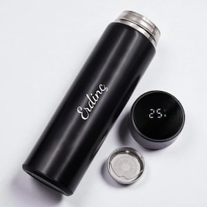 Personalized Black 500ml Thermos with Temperature Display | Custom Stainless Steel Flask