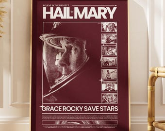 Stampa ispirata al poster del film Project Hail Mary – Decorazione murale personalizzata in stile retrò fantascientifico